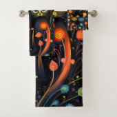 Blaue und rote Katzen Badhandtuch Set (Insitu)