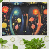 Blaue und rote Katzen Geschirrtuch (Gefaltet)