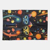 Blaue und rote Katzen Geschirrtuch (Horizontal)