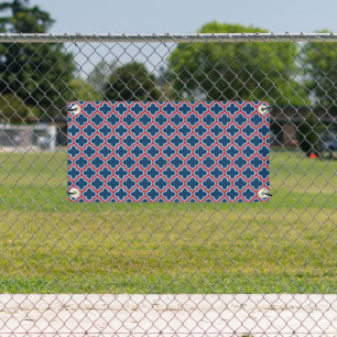 Blaue und rote marokkanische Trellis, Gitter, Quat Banner