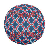 Blaue und rote marokkanische Trellis, Gitter, Quat Baseball (Rückseite)