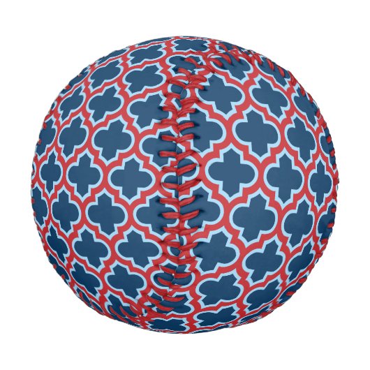 Blaue und rote marokkanische Trellis, Gitter, Quat Baseball (Schrägansicht)