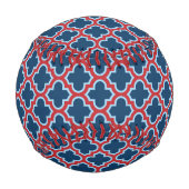 Blaue und rote marokkanische Trellis, Gitter, Quat Baseball (Vorderseite)