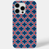 Blaue und rote marokkanische Trellis, Gitter, Quat Case-Mate iPhone Hülle (Rückseite)