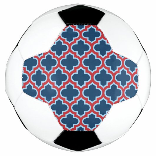 Blaue und rote marokkanische Trellis, Gitter, Quat Fußball (Vorderseite)