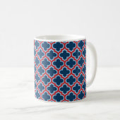 Blaue und rote marokkanische Trellis, Gitter, Quat Kaffeetasse (VorderseiteRechts)