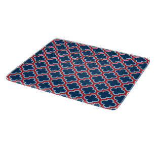 Blaue und rote marokkanische Trellis, Gitter, Quat Schneidebrett