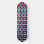 Blaue und rote marokkanische Trellis, Gitter, Quat Skateboard (Vorderseite)