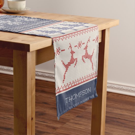 Blaue und rote Nordische Weihnachtsmuster Kurzer Tischläufer (Beispiel)