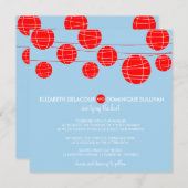 Blaue und rote Papierröhren zum Hochzeitsempfang Einladung (Vorne/Hinten)