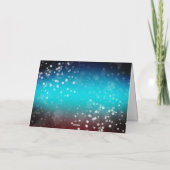 Blaue und rote schneebedeckte Weihnachtskarte Karte (Rückseite)