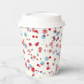 Blaue und rote Schneeflocken-Design-Papiersorten Pappbecher (Links)