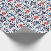 Blaue und rote skandinavische Folkloregation Geschenkpapier (Ecke)