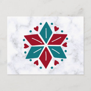 Blaue und rote skandinavische Vintage-Sterne Postkarte