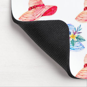 Blaue und rote Sommerhüte Muster Mousepad