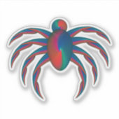 Blaue und rote Spinne Aufkleber (Vorderseite)