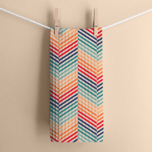 Blaue und rote sportliche Vintage-Chevron Geschirrtuch