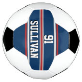 Blaue und rote Sportstreifen mit Spielernummer Fußball (Gedreht)