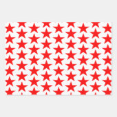 Blaue und rote Sterne Geschenkpapier Set (Vorderseite)