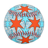 Blaue und rote Sterne Muster Baseball (Rückseite)