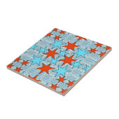 Blaue und rote Sterne Muster Fliese (Seite)