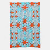 Blaue und rote Sterne Muster Geschirrtuch (Vertikal)