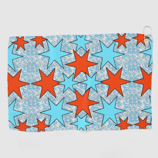 Blaue und rote Sterne Muster Golfhandtuch (Horizontal)