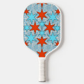 Blaue und rote Sterne Muster Pickleball Schläger (Vorderseite)