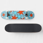 Blaue und rote Sterne Muster Skateboard (Horizontal)