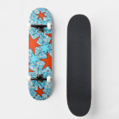 Blaue und rote Sterne Muster Skateboard (Vorderseite)