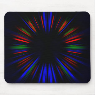 Blaue und rote Sternexplosion Mousepad