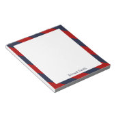 Blaue und rote Streifen Personalisiert Notizblock (angewinkelt)