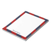 Blaue und rote Streifen Personalisiert Notizblock (Rotiert)