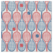 Blaue und rote Tennisschläger Stoff (Nahaufnahme)