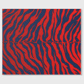 Blaue und rote Tiger-Streifen Tierdruck Geschenkpapier (Flach)
