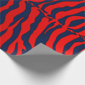 Blaue und rote Tiger-Streifen Tierdruck Geschenkpapier (Ecke)
