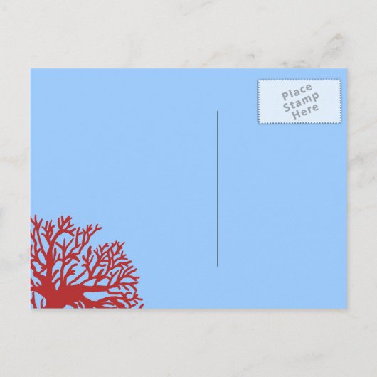 Blaue und rote tropische Fische Save the Date Ankündigungspostkarte (Rückseite)