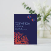 Blaue und rote tropische Fische Save the Date Ankündigungspostkarte (Stehend Vorderseite)