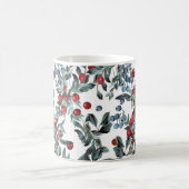 Blaue und rote Weihnachtsberries Muster Kaffeetasse (Mittel)