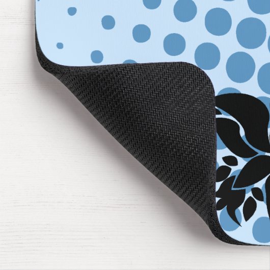 Blaue und schwarze abstrakte Blumen Mousepad (Ecke)