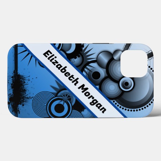 Blaue und schwarze abstrakte Grunge-Kreise Case-Mate iPhone Hülle (Rückseite (Horizontal))