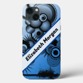 Blaue und schwarze abstrakte Grunge-Kreise Case-Mate iPhone Hülle (Rückseite)