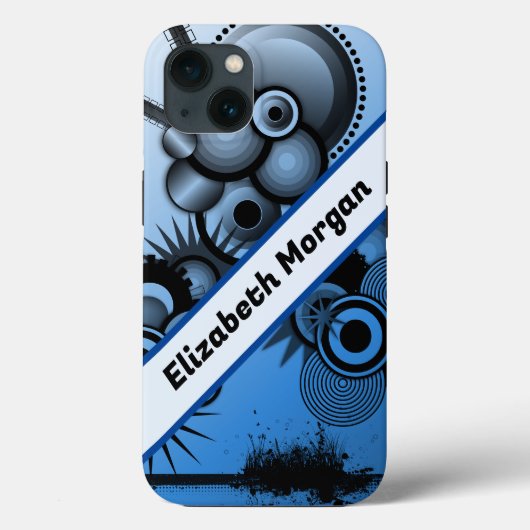 Blaue und schwarze abstrakte Grunge-Kreise Case-Mate iPhone Hülle (Rückseite)