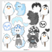 Blaue und schwarze Aufkleber (Blatt)