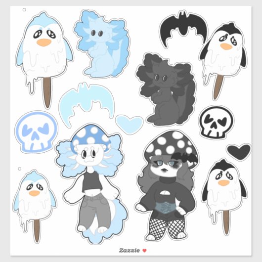 Blaue und schwarze Aufkleber (Blatt)