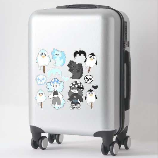 Blaue und schwarze Aufkleber (Koffer)