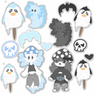 Blaue und schwarze Aufkleber