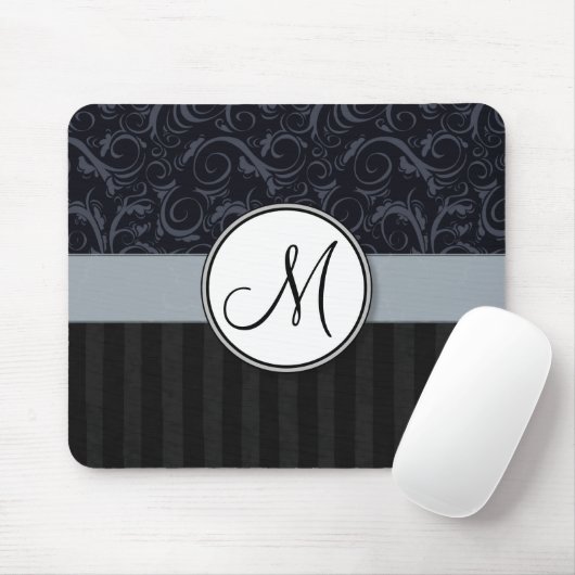 Blaue und schwarze BlumenBündel, Streifen mit Mousepad (Mit Mouse)