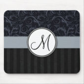 Blaue und schwarze BlumenBündel, Streifen mit Mousepad (Vorne)