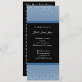 Blaue und schwarze Damast-Babyparty-Einladungen Einladung (Vorne/Hinten)